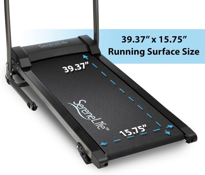 SereneLife Electric Folding Treadmill Exercise Machine - Smart Compact Digital Fitness Treadmill Workout Trainer w/Bluetooth App Sync, Manual Incline Adjustment, for Walking, Running, Gym - Image 23