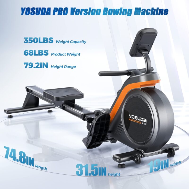 YOSUDA Magnetic/Water Rowing Machine 350 LB Weight Capacity - Foldable Rower for Home Use with Bluetooth, App Supported, Tablet Holder and Comfortable Seat Cushion - Image 21