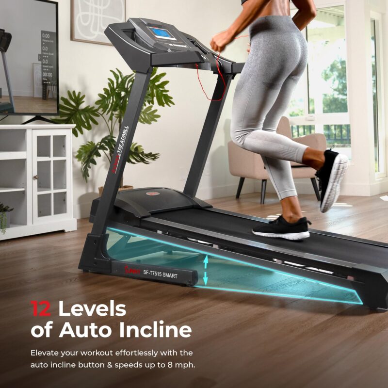 Sunny Health & Fitness Premium Foldable Treadmill for Home, Running or Walking with Auto Incline, Shock Absorption, Digital Display, Optional 20” Running Deck, Free SunnyFit App Bluetooth Connection - Image 3