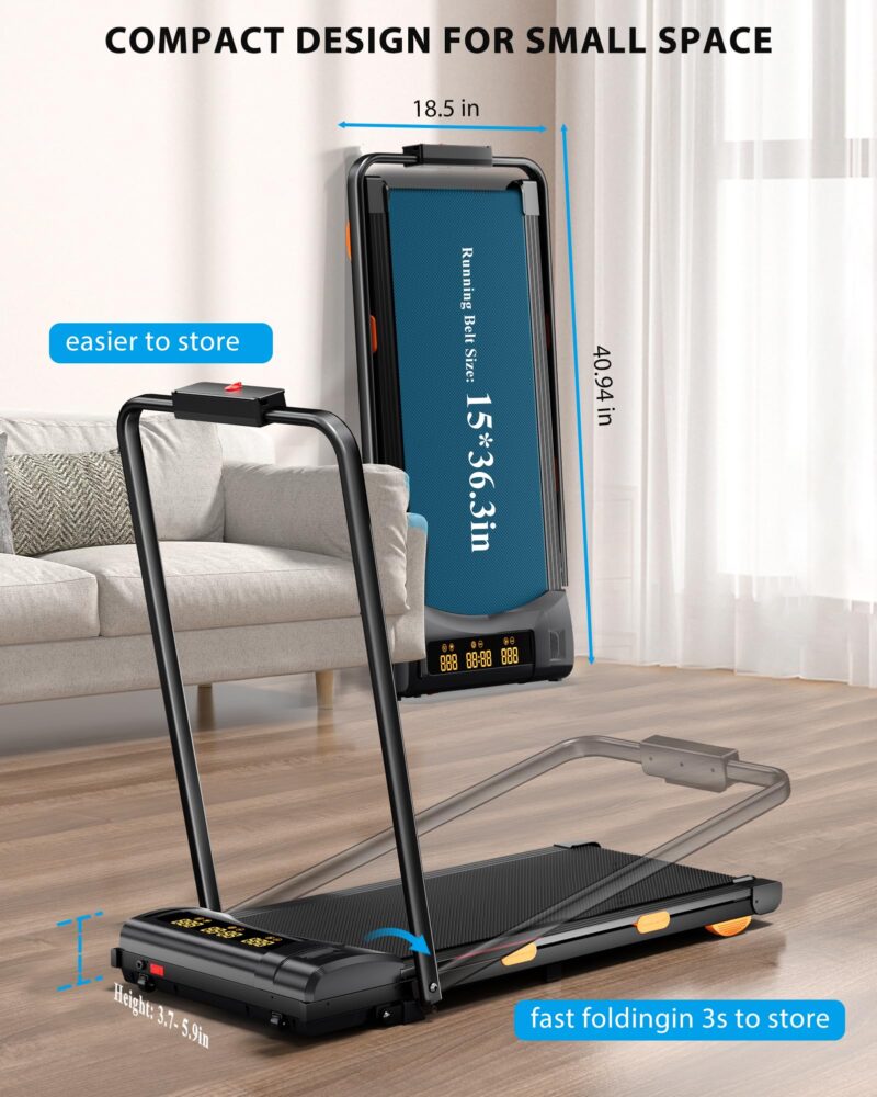 4.0/7.8MPH Walking Pad Treadmill with Folding Slope, Larger Screen Display Under Desk Treadmill 300 lb Capacity, Portable Treadmills for Small Spaces, Home, Work for Smart APP - Image 8