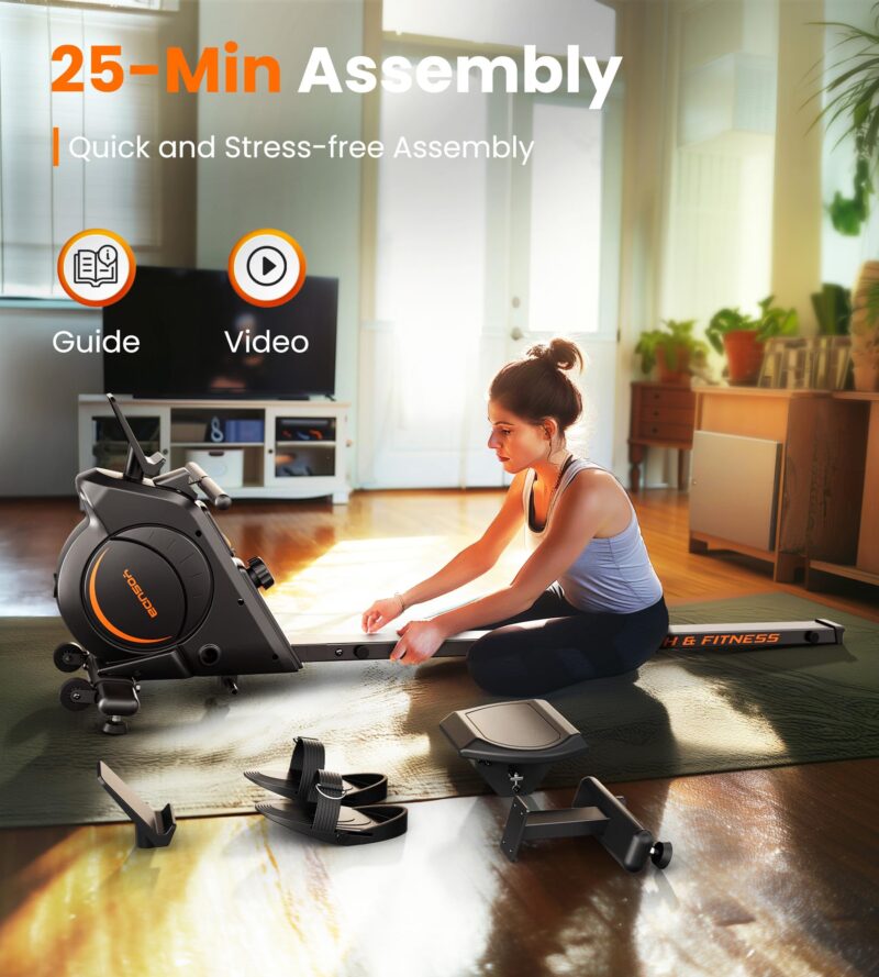 YOSUDA Magnetic/Water Rowing Machine 350 LB Weight Capacity - Foldable Rower for Home Use with Bluetooth, App Supported, Tablet Holder and Comfortable Seat Cushion - Image 10
